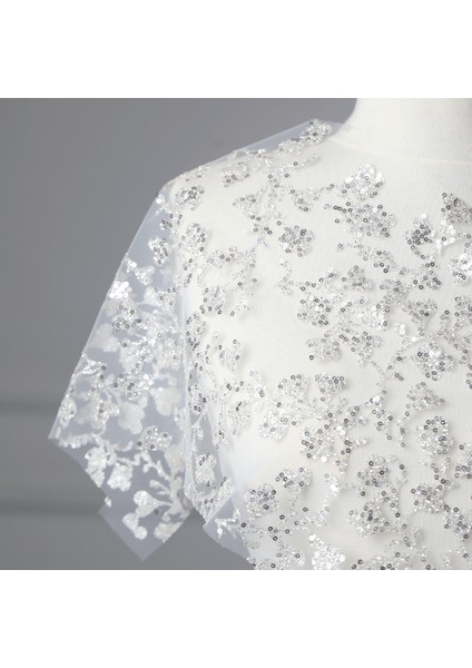 Tek Renkli Sequins Platin(Gelinlik Için Hayal Tül 004)
