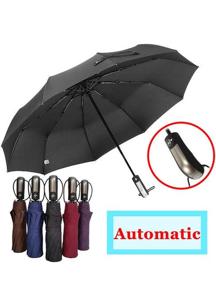 Tam Otomatik Büyük Güçlü Moda Rüzgar Geçirmez Cinsiyet-Nötr Nazik Katlanır Kompakt Tam Otomatik Yüksek Şemsiye (Mavi) (Yurt Dışından)