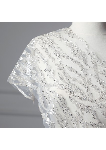 Tek Renkli Sequins Platin(Gelinlik Için Hayal Tül 008)