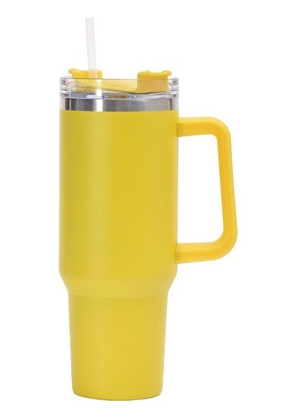 40 Oz Saplı Pipetli Bardak 304 Paslanmaz Çelik Termos Bardak Taşınabilir Araba Bardağı (Yurt Dışından)
