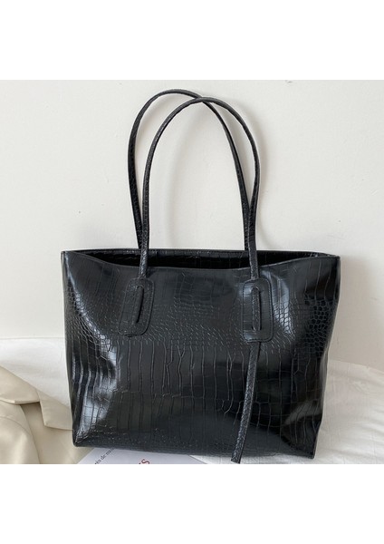 Kadın Tote Çanta Yüksek Kapasiteli Bayan Deri Omuz Çantası Timsah Desenli Handbags (Yurt Dışından)