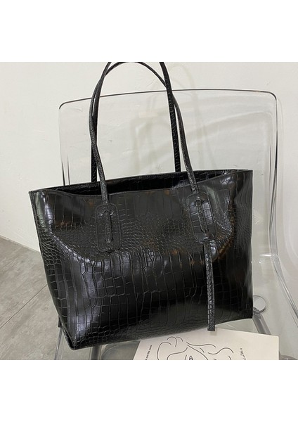 Kadın Tote Çanta Yüksek Kapasiteli Bayan Deri Omuz Çantası Timsah Desenli Handbags (Yurt Dışından)