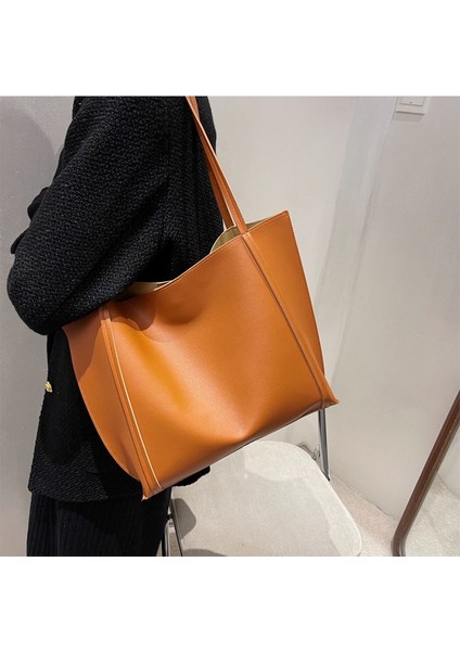 2'si 1 Arada Kadın Yüksek Kapasiteli Tote Çanta Deri Bayan Omuz Çantası Handbags Clutch (Yurt Dışından)