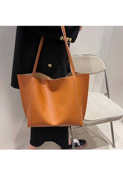 2'si 1 Arada Kadın Yüksek Kapasiteli Tote Çanta Deri Bayan Omuz Çantası Handbags Clutch (Yurt Dışından)