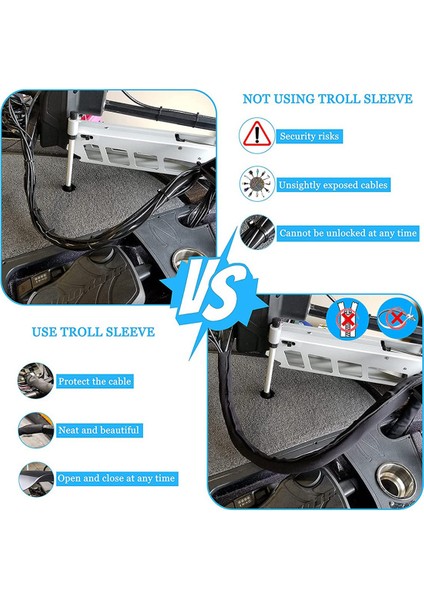 Neopren Trol Kılıfı, Trolling Motor Telleri/kablo Düzenleyici Kılıfı - Siyah/beyaz (1 Paket), 60 Inç (Yurt Dışından)