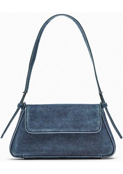 Baget Çanta Moda Çevirme Mavi Denim Çanta Kadınlar Için Banliyö Omuz Koltuk Altı Çantası (Yurt Dışından)