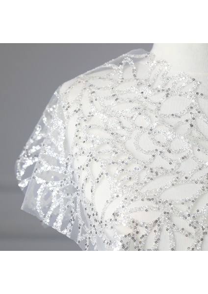 Tek Renkli Sequins Platin(Gelinlik Için Hayal Tül 009)