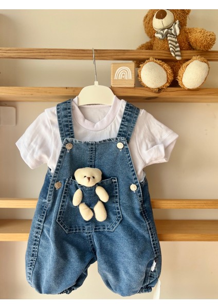 Ayıcıklı Kot T-Shirt Salopet Tulum 2'li Takım fırsatları