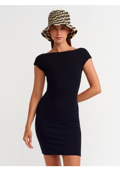 90054 Sırt Dekolteli Mini Elbise-Siyah modelleri