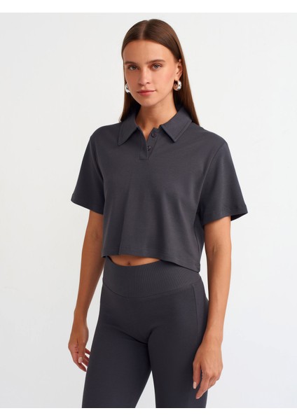 30961 Polo Yaka Top-Antrasit