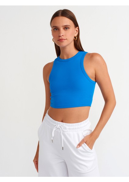 20820 Dikiş Efektli Crop Top-Saks