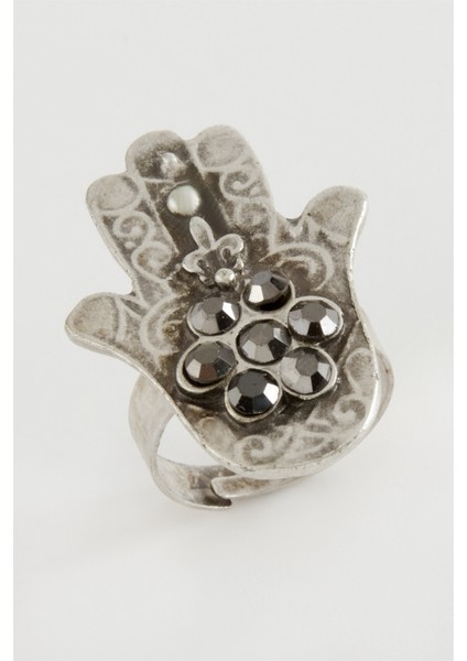 Ftma Ana Eli Osmanlı Işlemeli Taşlı Metal Yüzük