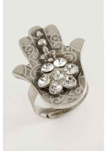 Ftma Ana Eli Osmanlı Işlemeli Taşlı Metal Yüzük