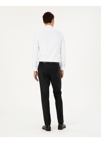 Pierre Cardin Erkek Siyah Slim Fit Yün Karışımlı Kumaş Pantolon 50297474-VR046