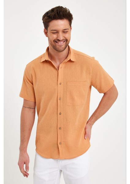 Tek Cepli Kırışık Kumaş Likralı Kısa Kollu Gömlek 2403014 indirimleri