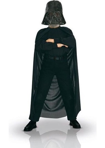 Çocuk Boy Yıldız Savaşları Star Wars Darth Vadet Maskesi ve 90 cm Pelerin Seti Siyah (Lisinya)