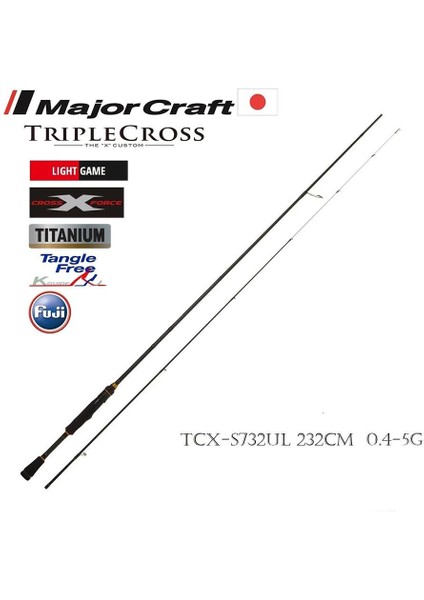 Major Craft Triple Cross New TCX-S732UL Lrf Mebaring Kamış Solid Uç 232CM 0.4-5g