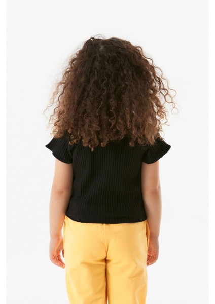 Kabartma Baskılı Bisiklet Yaka Kız Çocuk Tişört indirimleri