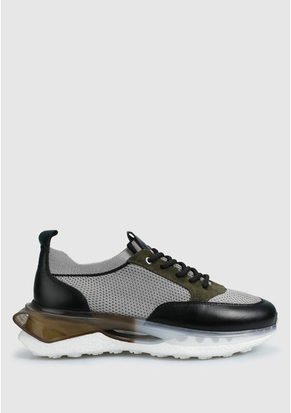 Gri Deri Erkek Sneaker