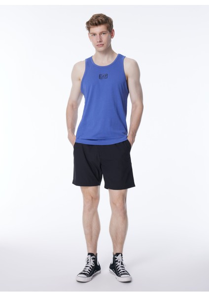 Bisiklet Yaka Mavi Erkek T-Shirt 3DPH06PJ02Z