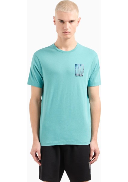 Bisiklet Yaka Düz Turkuaz Erkek T-Shirt 3dztju ZJH4Z 15DG