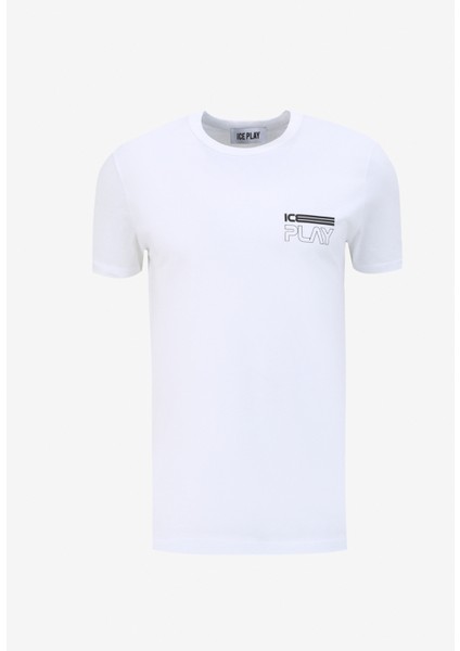 Bisiklet Yaka Baskılı Beyaz Erkek T-Shirt 24EU1P0F013P400_T-SHIRT modelleri