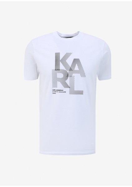 Bisiklet Yaka Beyaz - Siyah Erkek T-Shirt 755037542221