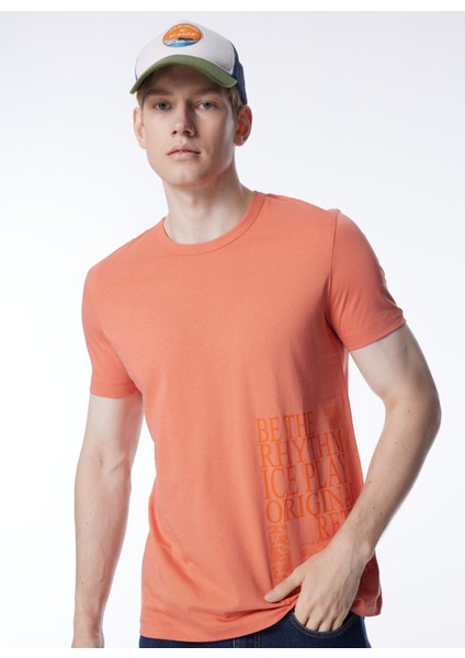 Bisiklet Yaka Baskılı Kırmızı Erkek T-Shirt 24EU1M0F016P400_T-SHIRT