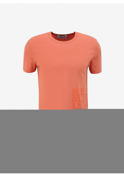 Bisiklet Yaka Baskılı Kırmızı Erkek T-Shirt 24EU1M0F016P400_T-SHIRT modelleri