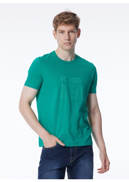Bisiklet Yaka Baskılı Yeşil Erkek T-Shirt 24EU1P0F014P400_T-SHIRT fiyatları
