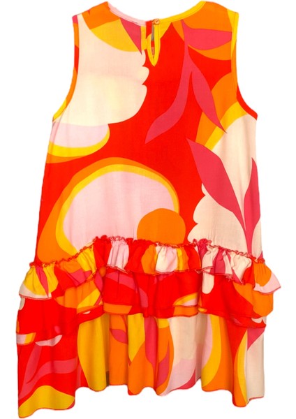 Kız Çocuk Yazlık Cıvıl Cıvıl Renkli Fırfırlı Dökümlü Dokuma Elbise fiyatları