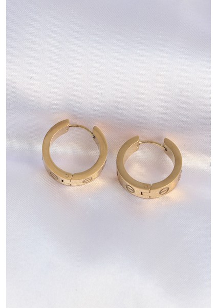 Mulvxxmd XDN02 Çelik Gold Renk Cartier Model Halka Küpe (Mulvix)
