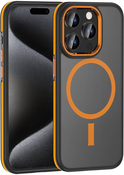 Zeyline iPhone 15 Pro Max Uyumlu Zyl Kılıf Magsafe Şarj Özellikli Mat Görünümlü Zore Ant Kapak-Turuncu