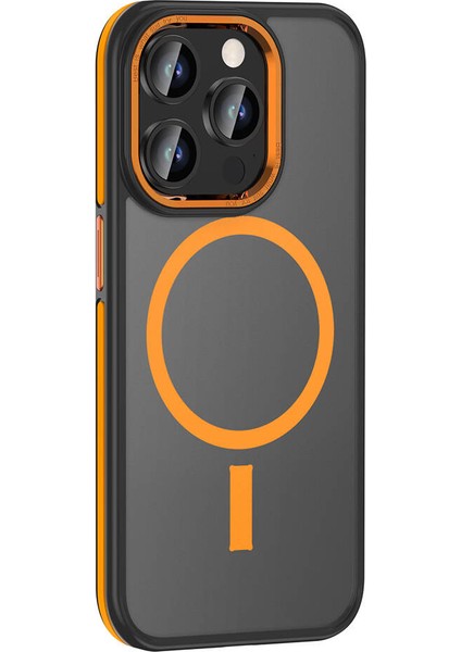 Zeyline iPhone 15 Pro Max Uyumlu Zyl Kılıf Magsafe Şarj Özellikli Mat Görünümlü Zore Ant Kapak-Turuncu