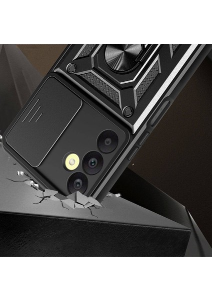 Zeyline Galaxy A25 Uyumlu Zyl Kılıf Magnetik Standlı Kamera Korumalı Zore Sürgülü Vega Kapak-Mavi fiyatları