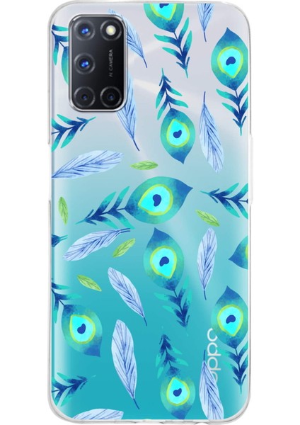 Oppo A92 ile Uyumlu 1mm Slim Fit Nazar Boncuğu 3 Baskılı Şeffaf Silikon Kılıf