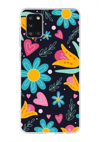 Samsung Galaxy A31 ile Uyumlu 1mm Slim Fit Retro Colors 1 Baskılı Şeffaf Silikon Kılıf