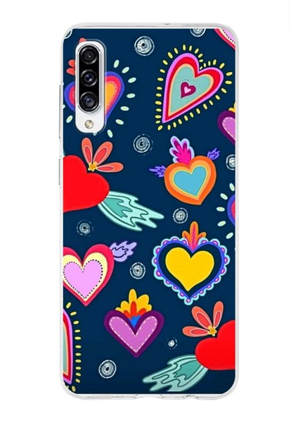 Samsung Galaxy A30S ile Uyumlu 1mm Slim Fit Retro Colors 3 Baskılı Şeffaf Silikon Kılıf