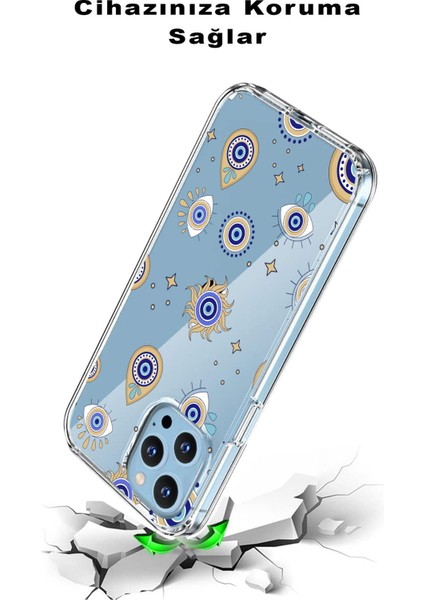 Apple iPhone 6s ile Uyumlu 1mm Slim Fit Nazar Boncuğu 5 Baskılı Şeffaf Silikon Kılıf modelleri