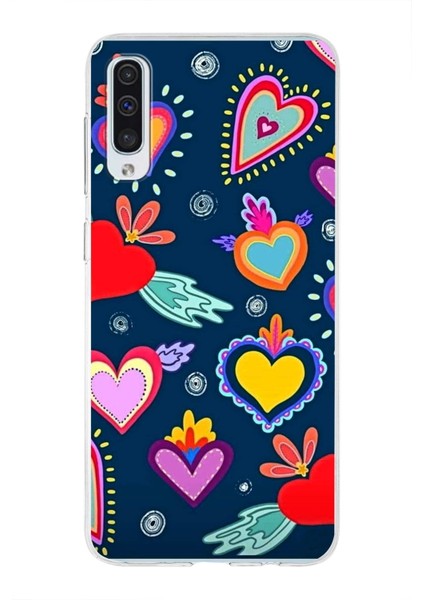 Samsung Galaxy A50S ile Uyumlu 1mm Slim Fit Retro Colors 3 Baskılı Şeffaf Silikon Kılıf