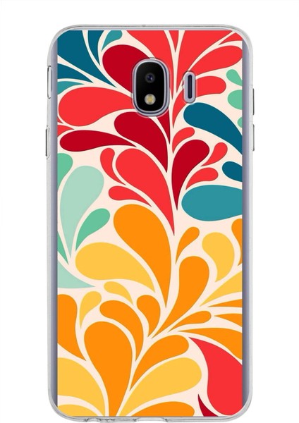 Samsung Galaxy J4 ile Uyumlu 1mm Slim Fit Retro Colors 5 Baskılı Şeffaf Silikon Kılıf