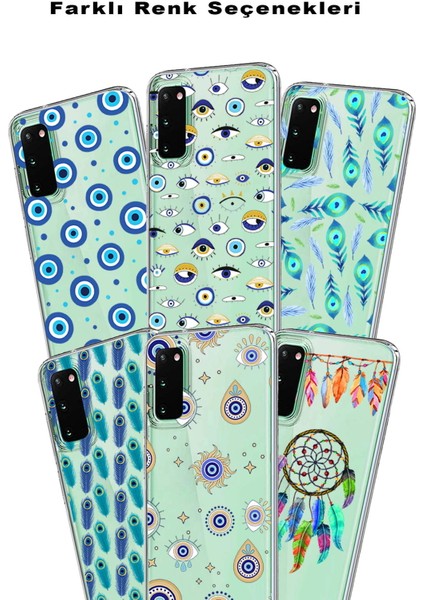 Samsung Galaxy S21 Plus ile Uyumlu 1mm Slim Fit Nazar Boncuğu 3 Baskılı Şeffaf Silikon Kılıf