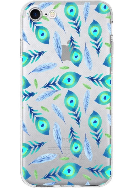 Apple iPhone 7 ile Uyumlu 1mm Slim Fit Nazar Boncuğu 3 Baskılı Şeffaf Silikon Kılıf