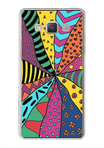 Samsung Galaxy A5 2015 ile Uyumlu 1mm Slim Fit Retro Colors 4 Baskılı Şeffaf Silikon Kılıf