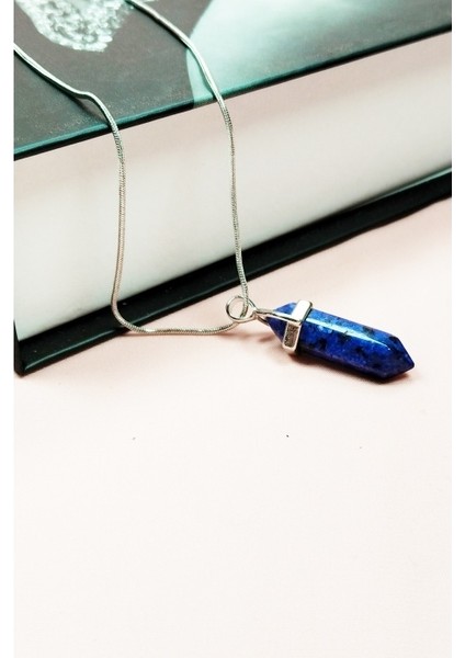 Lapis Lazoli Doğal Taşı Zincirli El Yapımı Tasarımlı Kolye Uç: 3,5 cm Zincir: 20 cm Kutulu modelleri