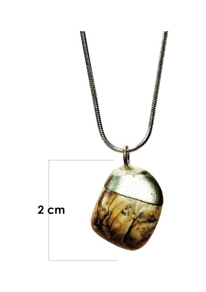 Jasper Doğal Taşı Zincirli El Yapımı Kolye Uç: 2 cm Zincir: 20 cm Kutulu