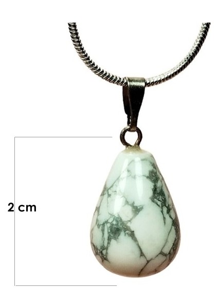 Havlit Doğal Taşı Zincirli El Yapımı Kolye Uç: 2 cm Zincir: 20 cm Kutulu