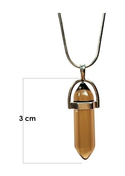 Dumanlı Kuvars Doğal Taşı Zincirli El Yapımı Kolye Uç: 3 cm Zincir: 20 cm Kutulu fiyatları
