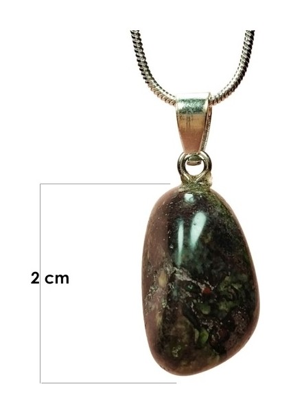Anyolit Doğal Taşı Zincirli El Yapımı Kolye Uç: 2 cm Zincir: 20 cm Kutulu fiyatları