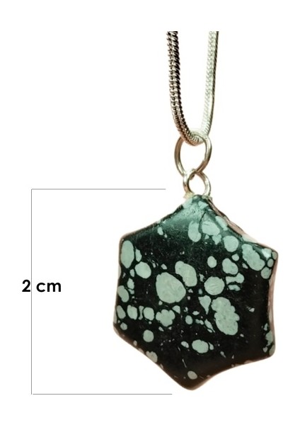 Obsidyen Doğal Taşı Zincirli El Yapımı Kolye Uç: 2 cm Zincir: 20 cm Kutulu